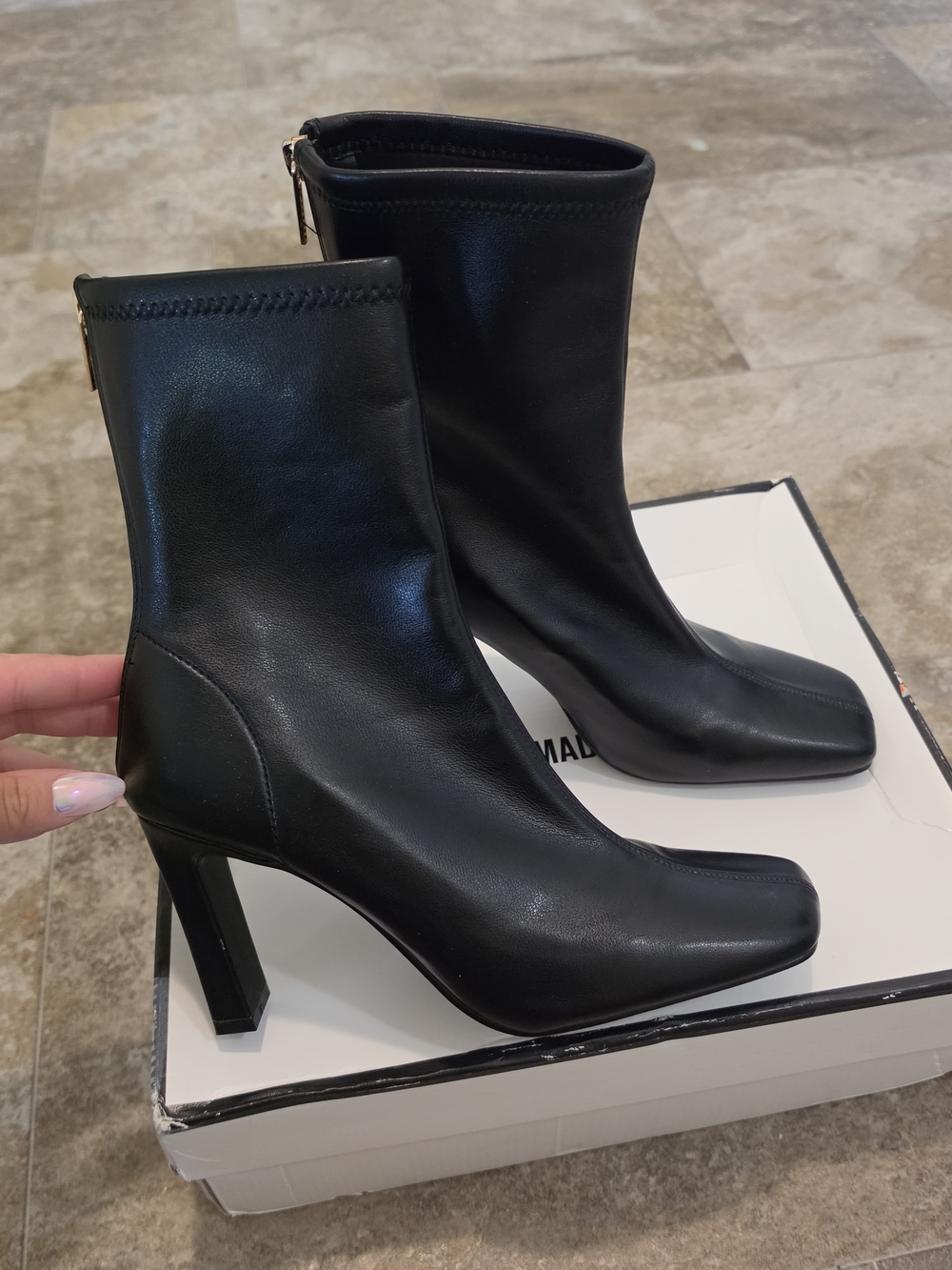 Steve Madden Square-Toe Heel Boot - Khelan Bootie Size 8.5